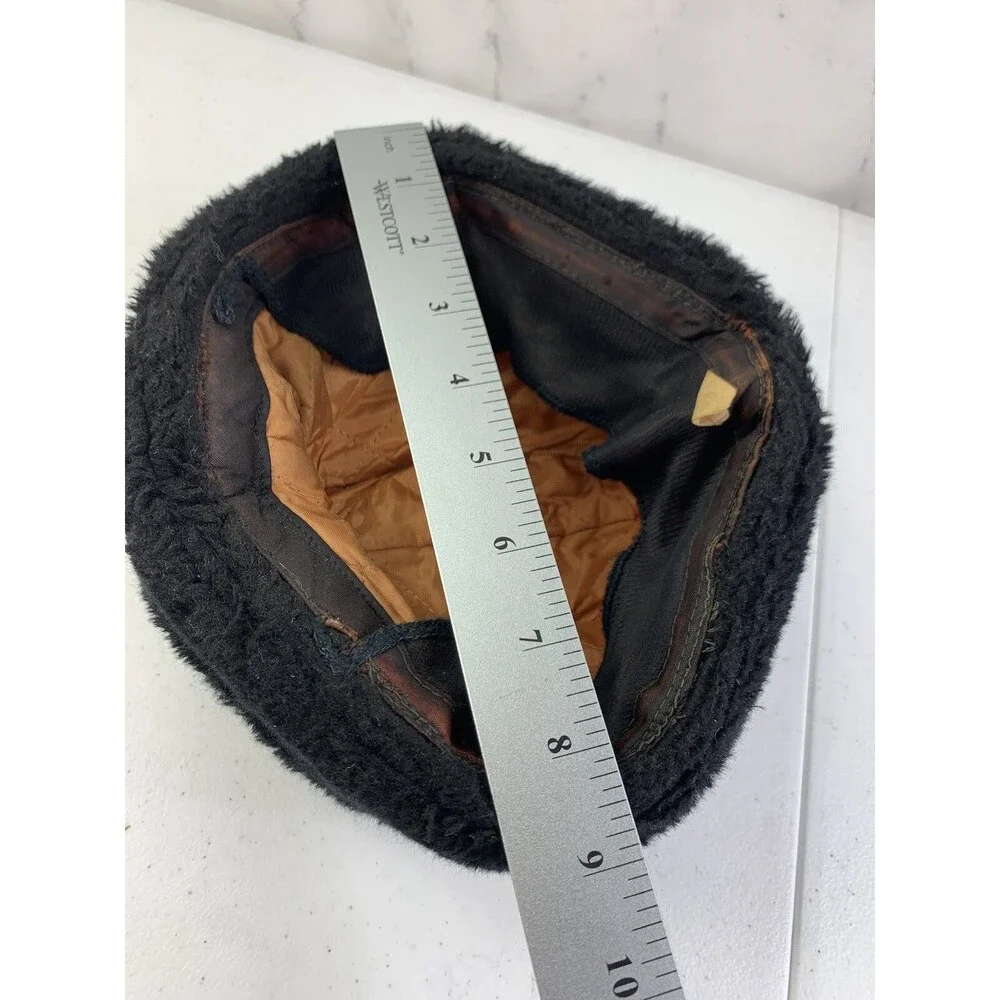 Vintage 50s 60s Fuzzy Hat Faux Fur Ear Warmer Cap Russian Style Brown Aviator
